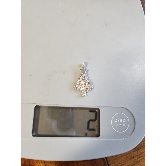 Christmas Tree Pendant Charm Pine Star Topper Solid Cast Sterling Silver 925 - Picture 6 of 6